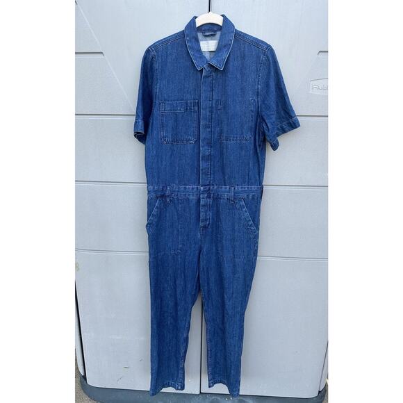 Everlane The Short Sleeve Denim Overall Button Up Blue Jumpsuit Organic Cotton 8 - Picture 6 of 16